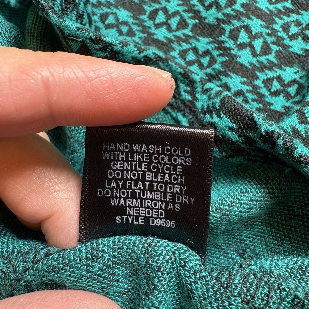 LA Hearts Womens M Teal Crop Top Indie Sleaze Geometric Rayon Blend - Picture 12 of 13